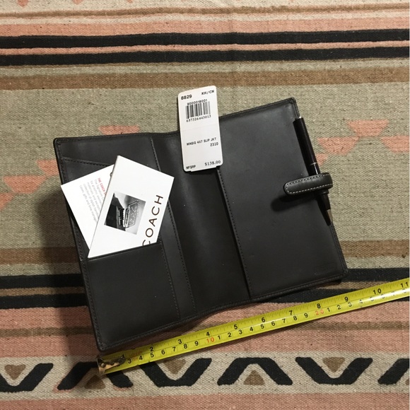 Coach Agenda & Pen Brown mini logo canvas & Brown leather trim flip journal - Picture 4 of 10